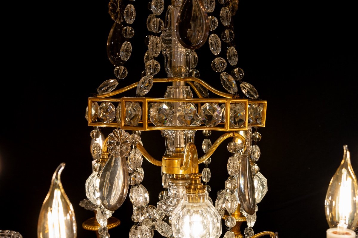 Marie-antoinette Louis XVI Style Gilt Bronze And Crystal Chandelier By Baccarat-photo-3