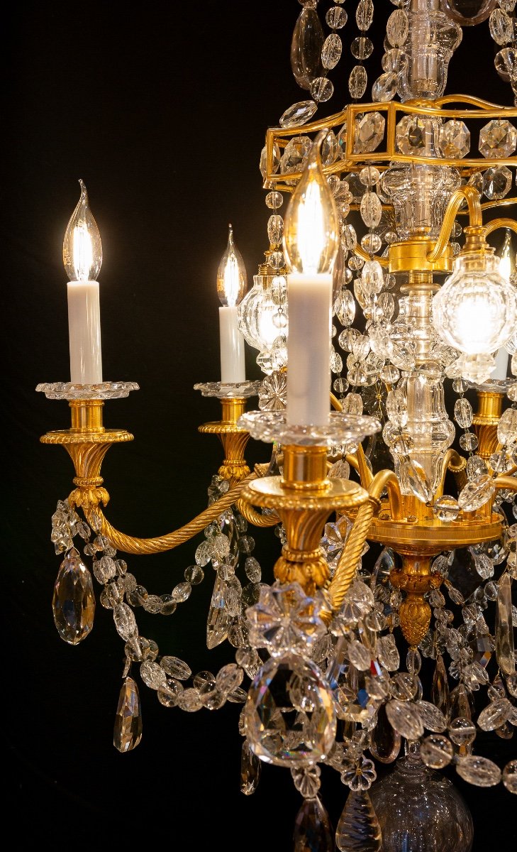 Marie-antoinette Louis XVI Style Gilt Bronze And Crystal Chandelier By Baccarat-photo-4