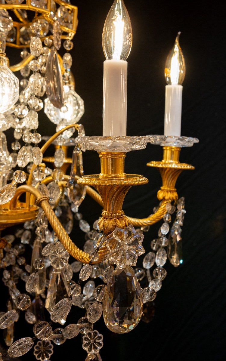 Marie-antoinette Louis XVI Style Gilt Bronze And Crystal Chandelier By Baccarat-photo-2