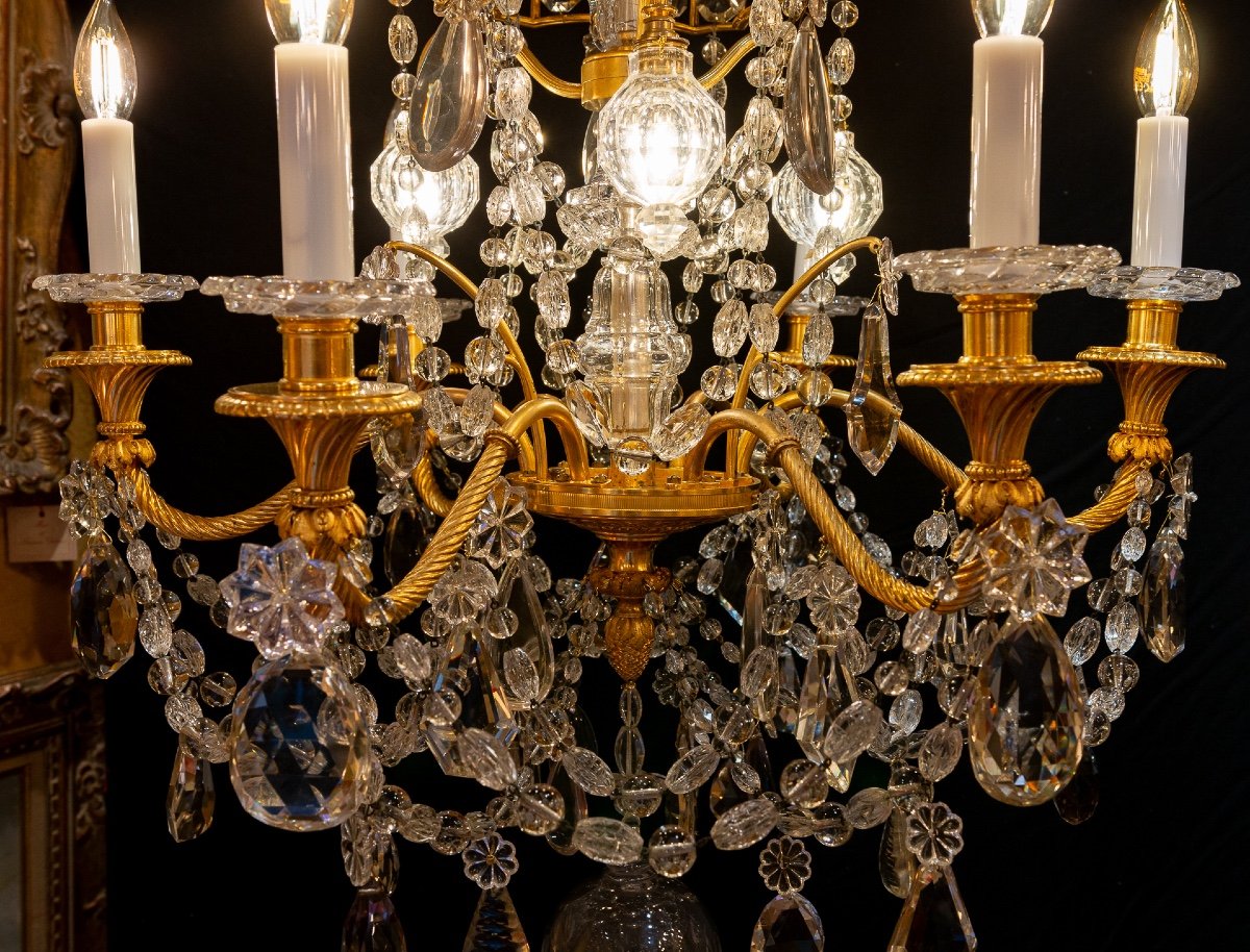 Marie-antoinette Louis XVI Style Gilt Bronze And Crystal Chandelier By Baccarat-photo-3