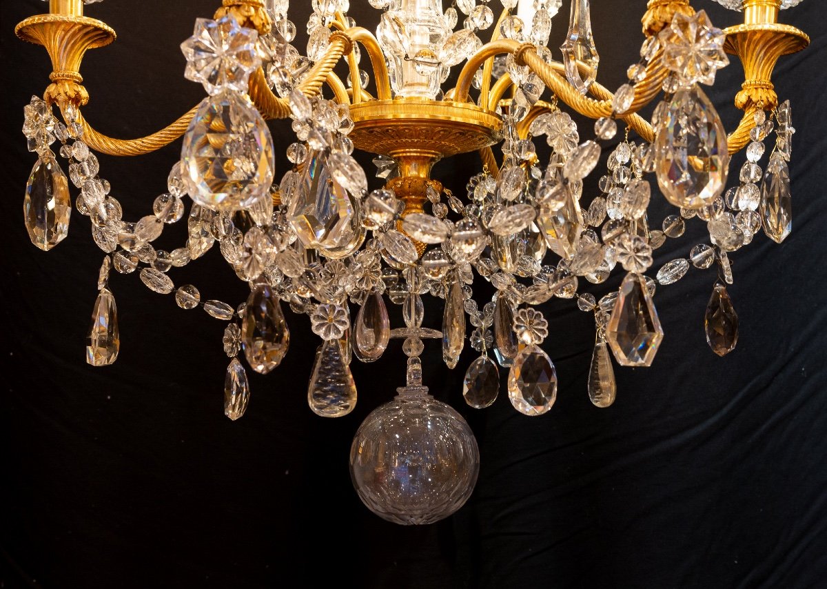 Marie-antoinette Louis XVI Style Gilt Bronze And Crystal Chandelier By Baccarat-photo-5