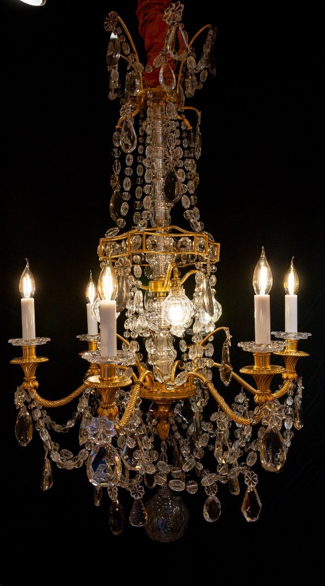 Marie-antoinette Louis XVI Style Gilt Bronze And Crystal Chandelier By Baccarat-photo-8