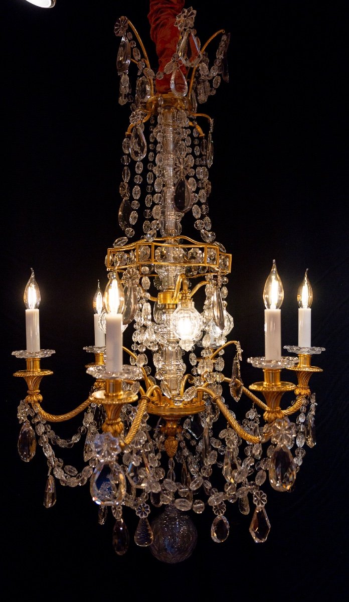 Marie-antoinette Louis XVI Style Gilt Bronze And Crystal Chandelier By Baccarat