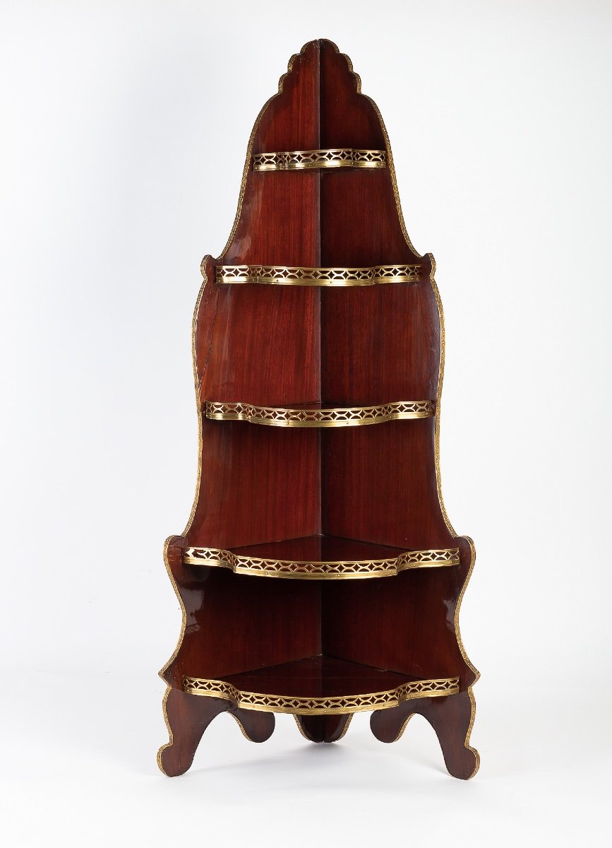 French Louis XVI Style Mahogany Corner With  Gilt Bronze Decoration Circa 1890-1900