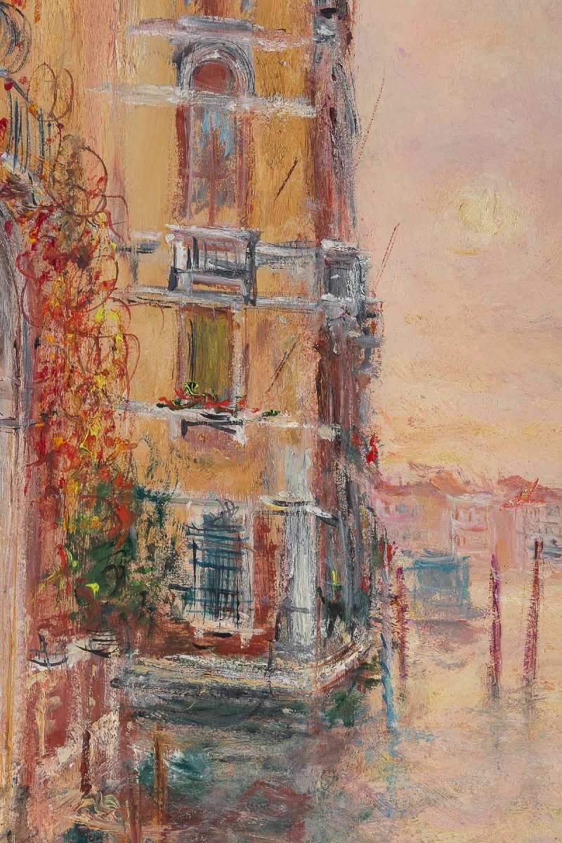 Serge Belloni (1925-2005) - L’aube Sur Venise Huile Sur Panneau Vers 1970-photo-3