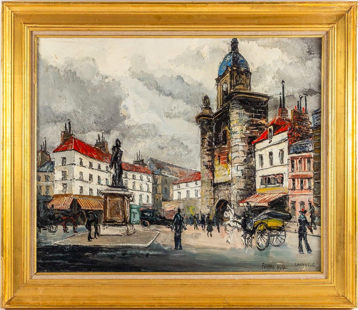 Franck Will (1900-1951) Place De La Grosse Horloge à La Rochelle Huile Sur Toile Vers 1925-1930