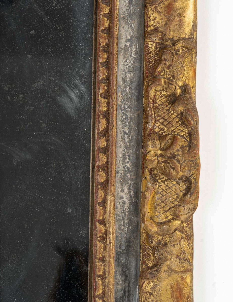 A Louis XIV Period Carved And Gilded Wood Martial Mirror With Parecloses Circa 1690-1710-photo-1