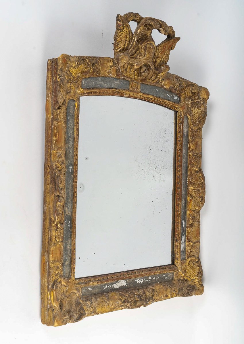 A Louis XIV Period Carved And Gilded Wood Martial Mirror With Parecloses Circa 1690-1710-photo-3