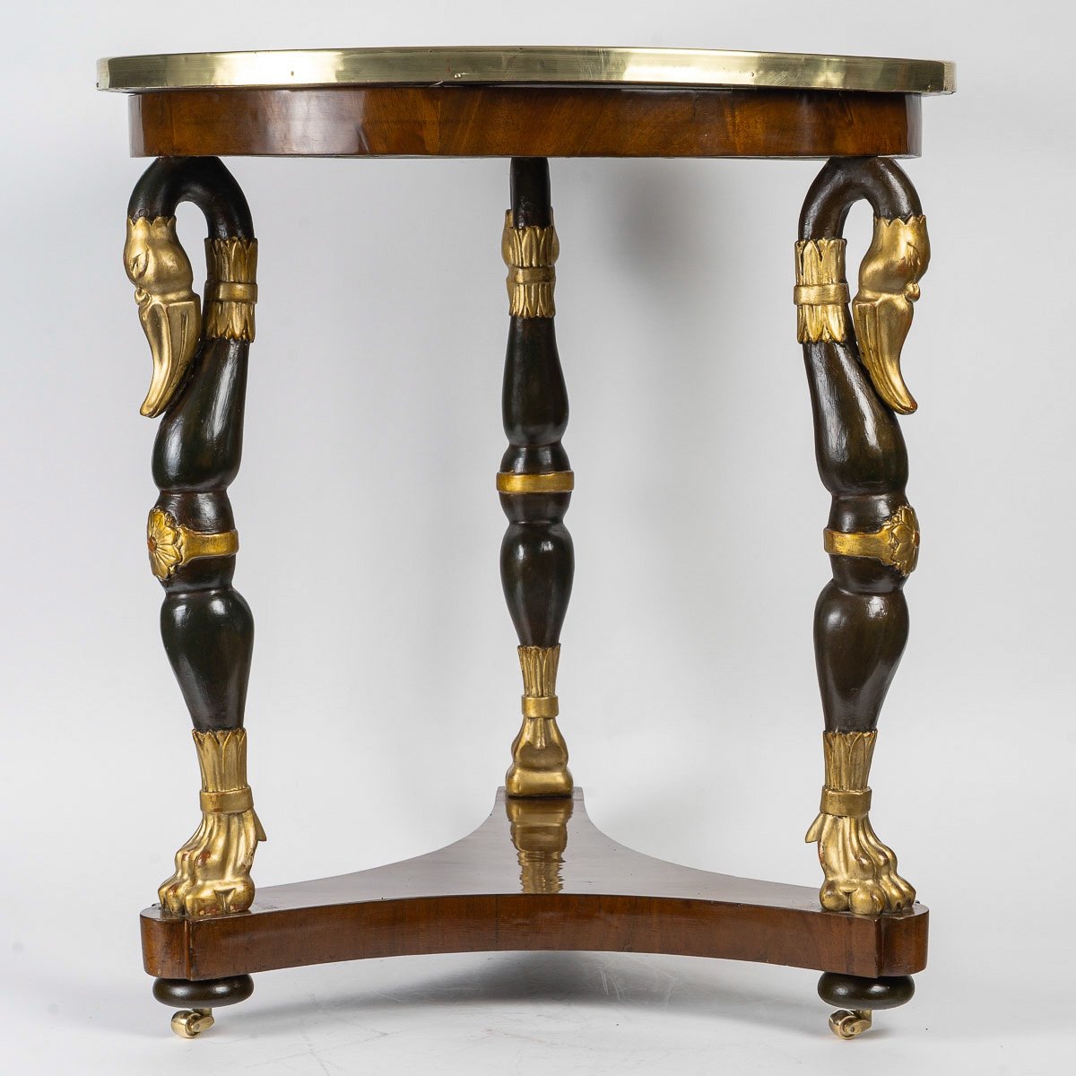 French Restoration Period Artistic Pedestal Table In Mahogany With Swans Circa 1820-1830-photo-2