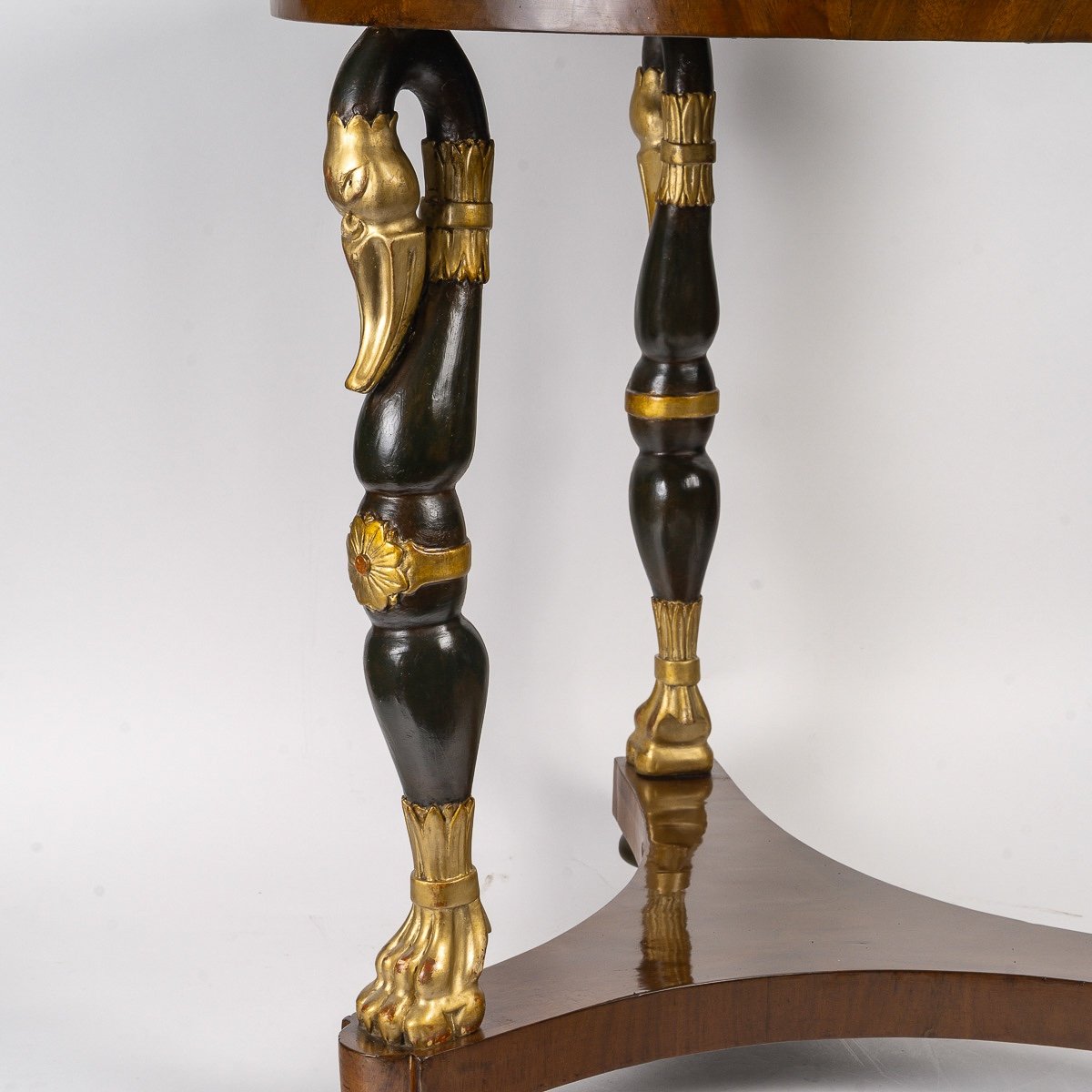 French Restoration Period Artistic Pedestal Table In Mahogany With Swans Circa 1820-1830-photo-3