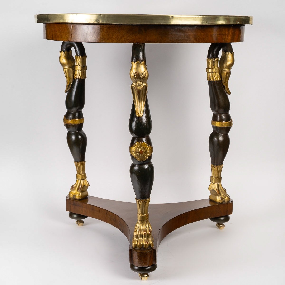 French Restoration Period Artistic Pedestal Table In Mahogany With Swans Circa 1820-1830-photo-3