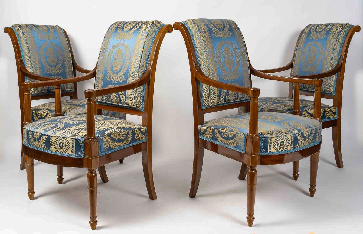 Georges Jacob Reçu Maitre En 1765 Quatre Fauteuils En Acajou époque Directoire Vers 1795-1799