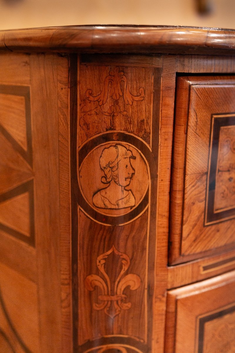 Commode En Marqueterie à Décor De Couronne Ducale D’époque Louis XIV Vers 1700-photo-3