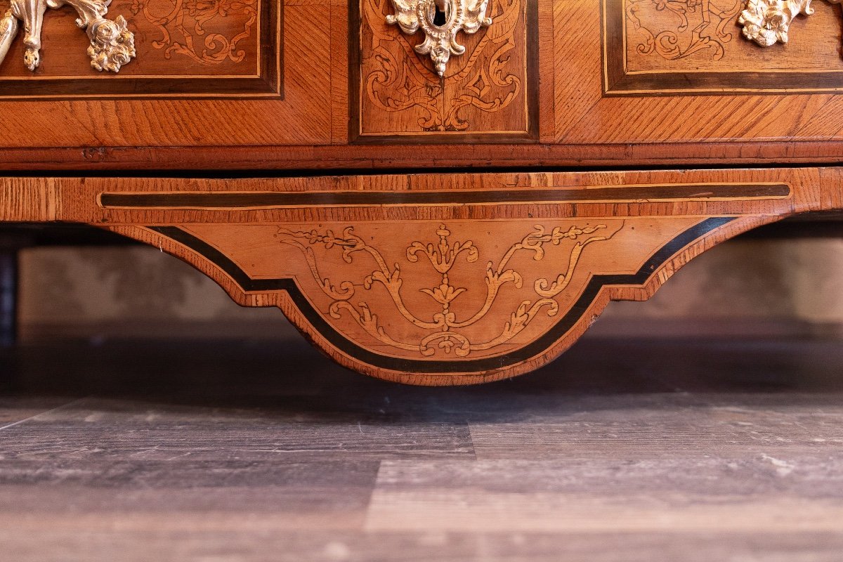 Commode En Marqueterie à Décor De Couronne Ducale D’époque Louis XIV Vers 1700-photo-5