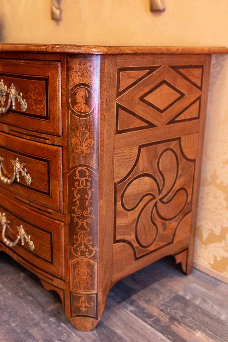 Commode En Marqueterie à Décor De Couronne Ducale D’époque Louis XIV Vers 1700-photo-6