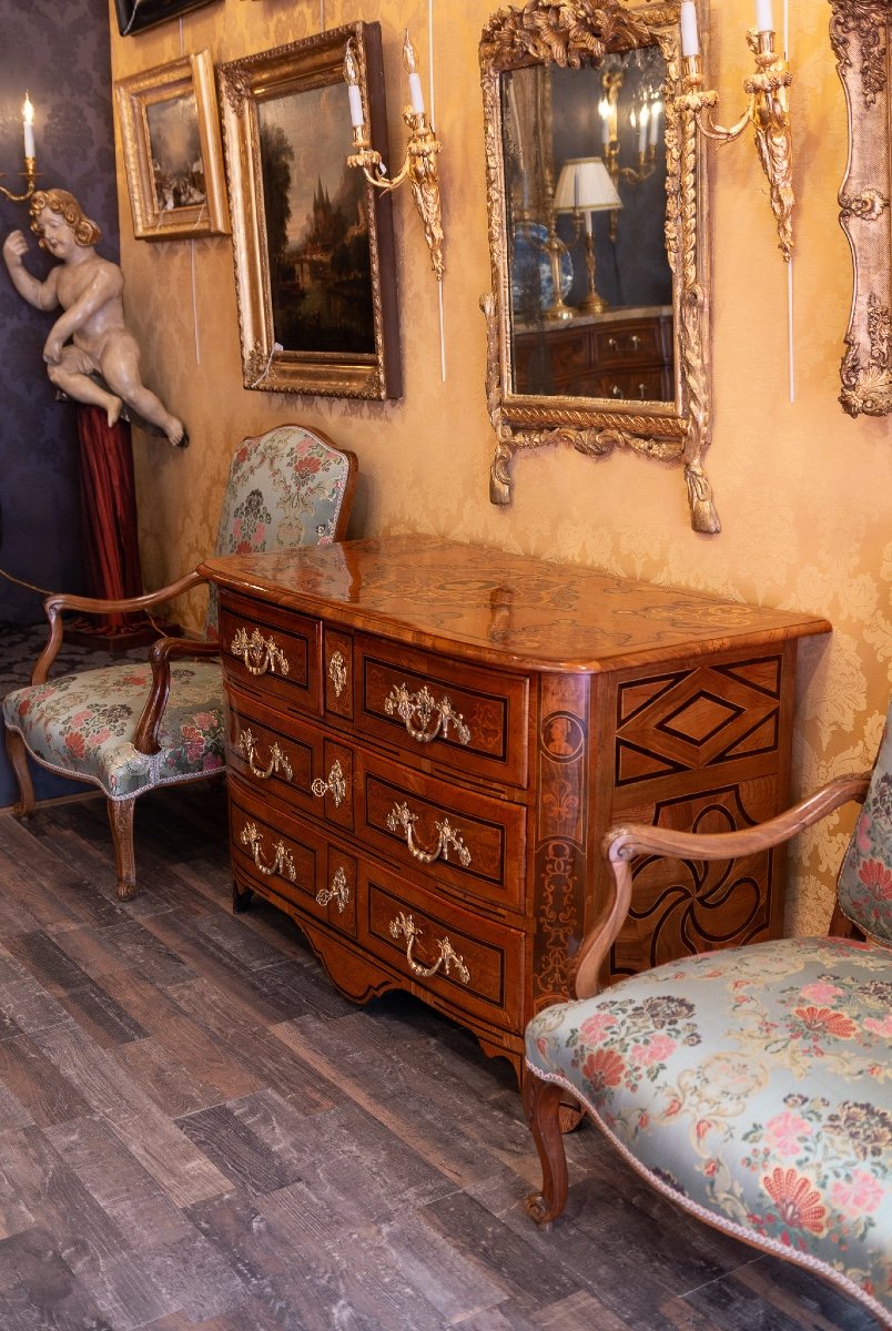 Commode En Marqueterie à Décor De Couronne Ducale D’époque Louis XIV Vers 1700-photo-7