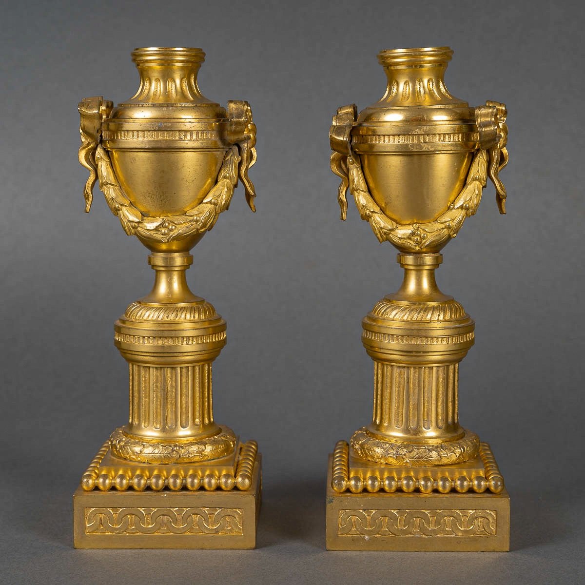 A Pair Of French Louis XVI Period Gilt Bronze Cassolettes Forming Candlesticks Circa 1780-photo-2