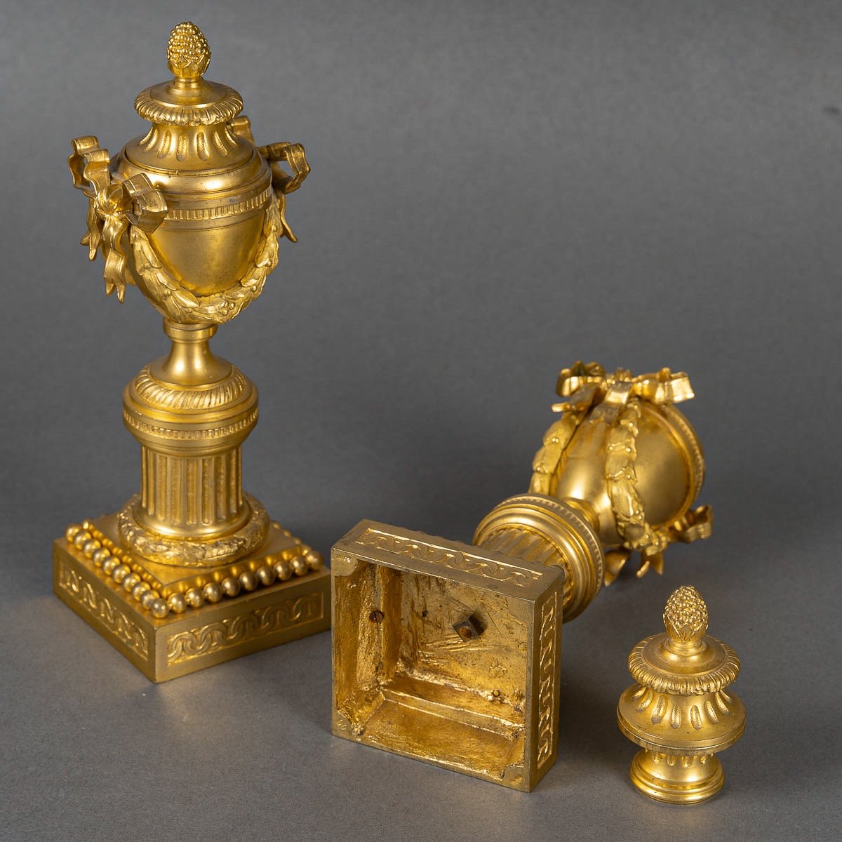 A Pair Of French Louis XVI Period Gilt Bronze Cassolettes Forming Candlesticks Circa 1780-photo-4