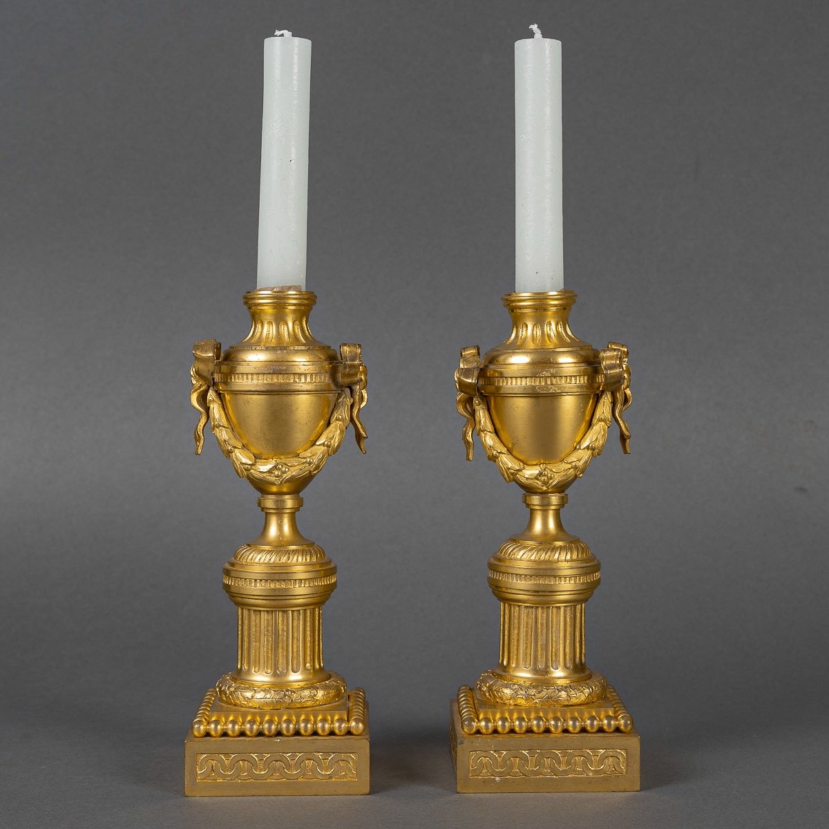 A Pair Of French Louis XVI Period Gilt Bronze Cassolettes Forming Candlesticks Circa 1780-photo-7