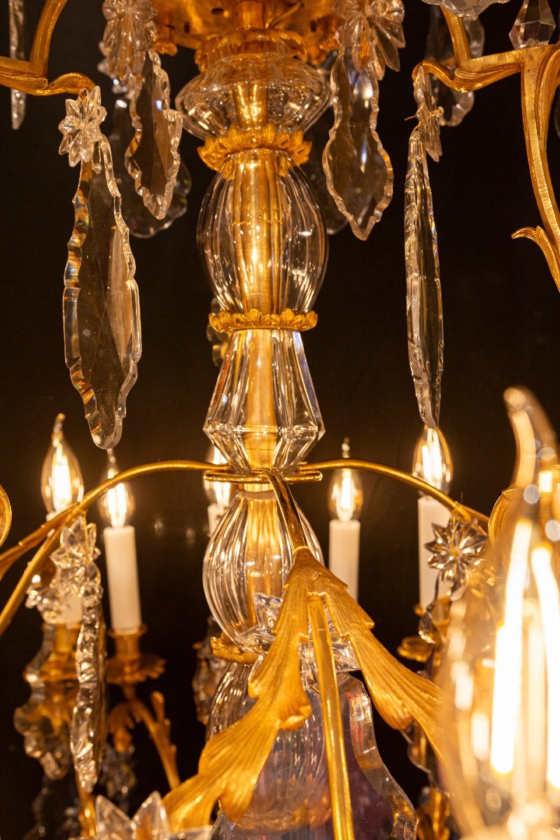 Signed Baccarat, Napoleon III Period Chandelier In Gilt Bronze And Cut Crystal Circa 1850-1870-photo-3