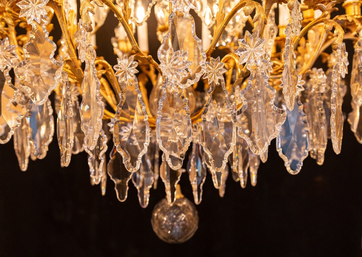 Signed Baccarat, Napoleon III Period Chandelier In Gilt Bronze And Cut Crystal Circa 1850-1870-photo-4