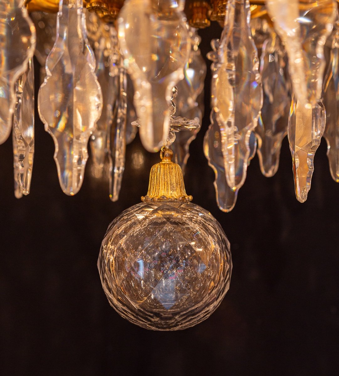 Signed Baccarat, Napoleon III Period Chandelier In Gilt Bronze And Cut Crystal Circa 1850-1870-photo-6