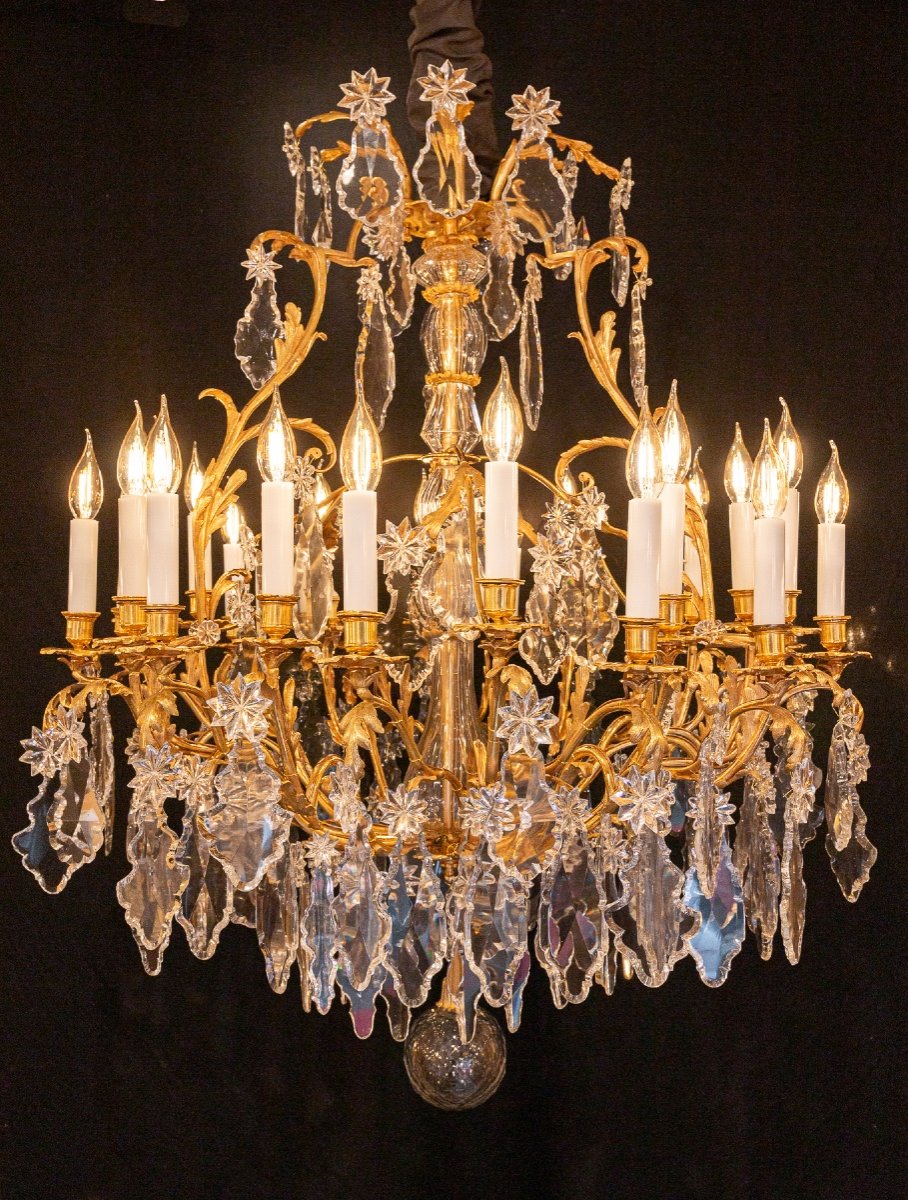 Signed Baccarat, Napoleon III Period Chandelier In Gilt Bronze And Cut Crystal Circa 1850-1870-photo-7