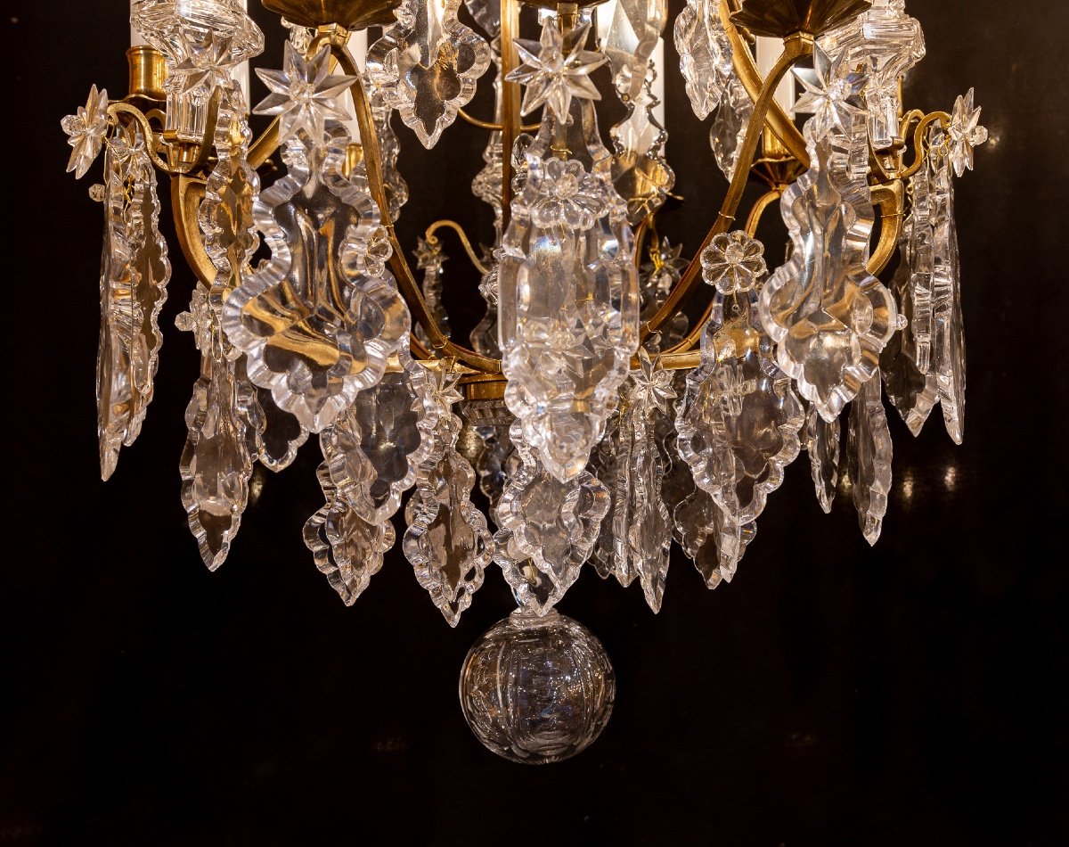 Signé Baccarat Paire De Lustres De Style Louis XV En Bronze Doré Et Cristal Vers 1880-1890-photo-1