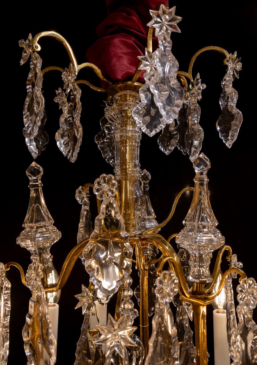 Signé Baccarat Paire De Lustres De Style Louis XV En Bronze Doré Et Cristal Vers 1880-1890-photo-4