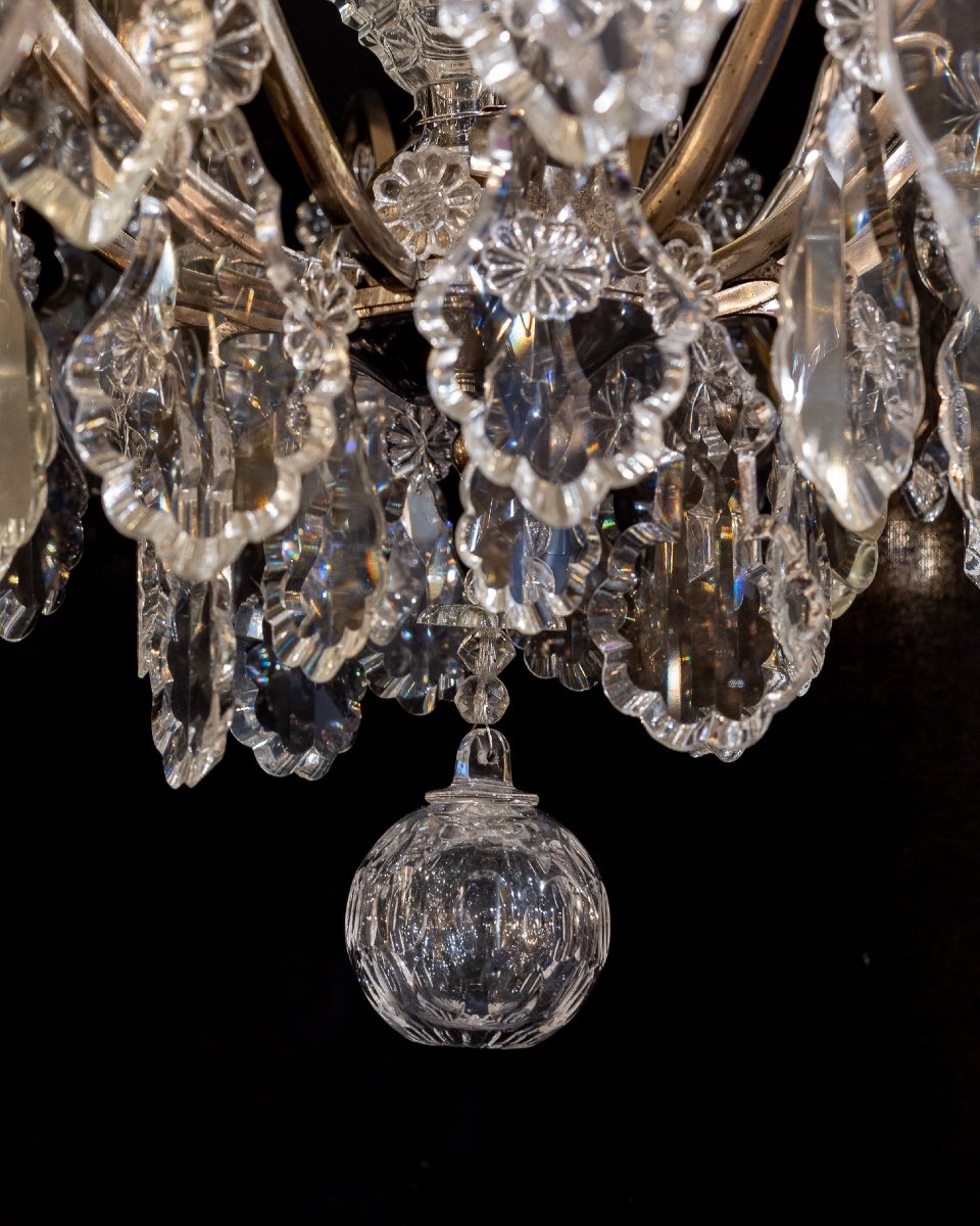 Signed By Baccarat Small Cage Chandelier In Silver-plated Bronze And Cut Crystal Circa 1880-photo-4