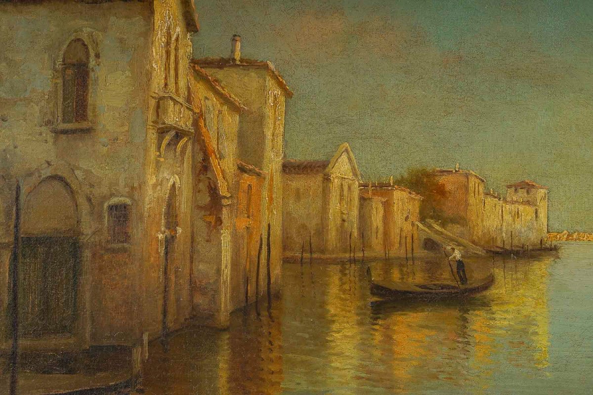 Alphonse Lecoz Venise Et Ses Canaux Huile Sur Toile Vers 1890-1900-photo-3