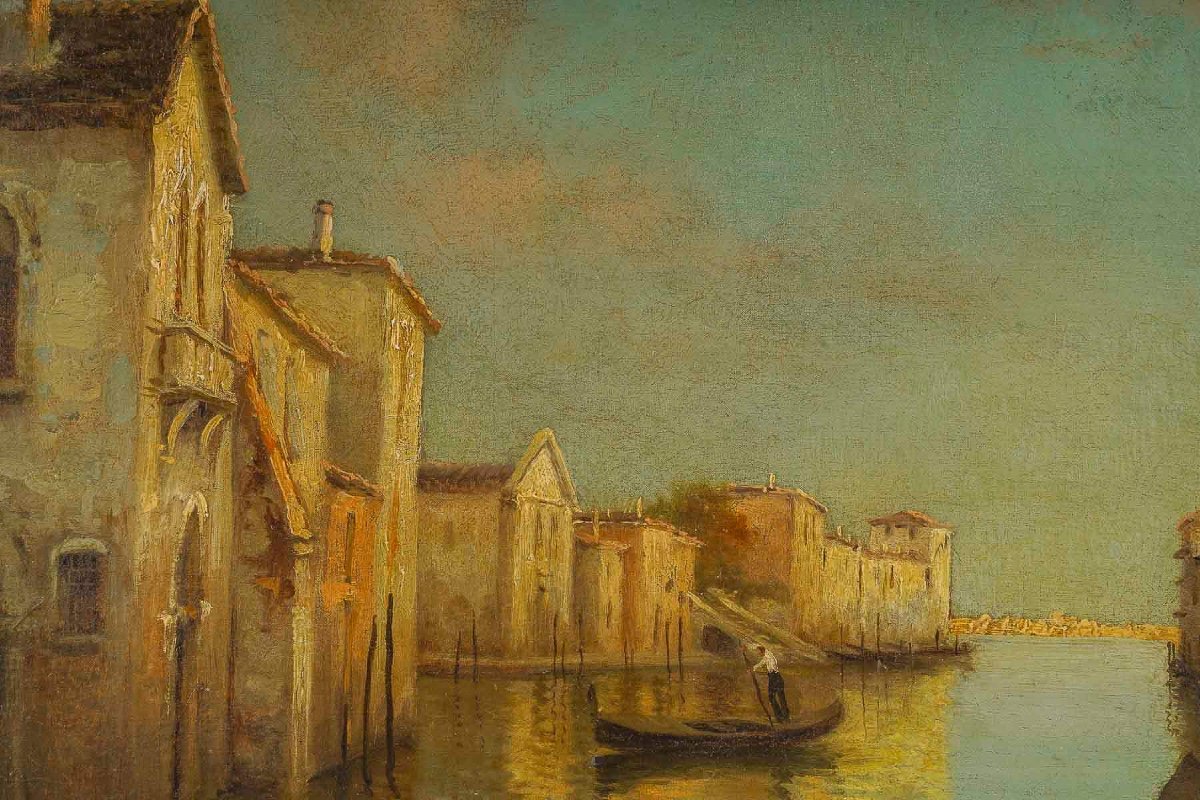 Alphonse Lecoz Venise Et Ses Canaux Huile Sur Toile Vers 1890-1900-photo-6