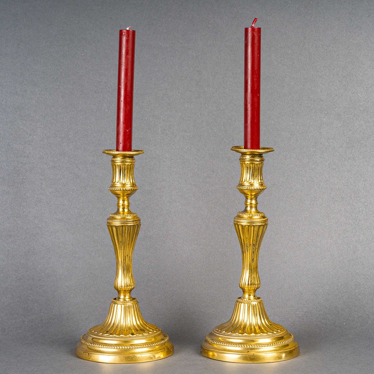 Paire De Flambeaux En Bronze Ciselé Et Doré époque Louis XVI Vers 1780-photo-4