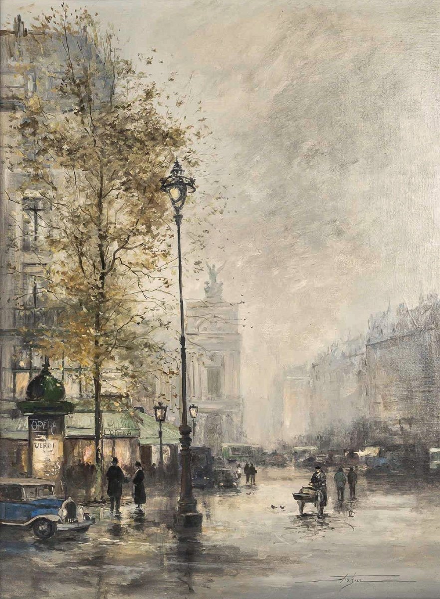 Jean Bernard Trotzier View Of The Opera Garnier Oil On Canvas 20th Century-photo-2