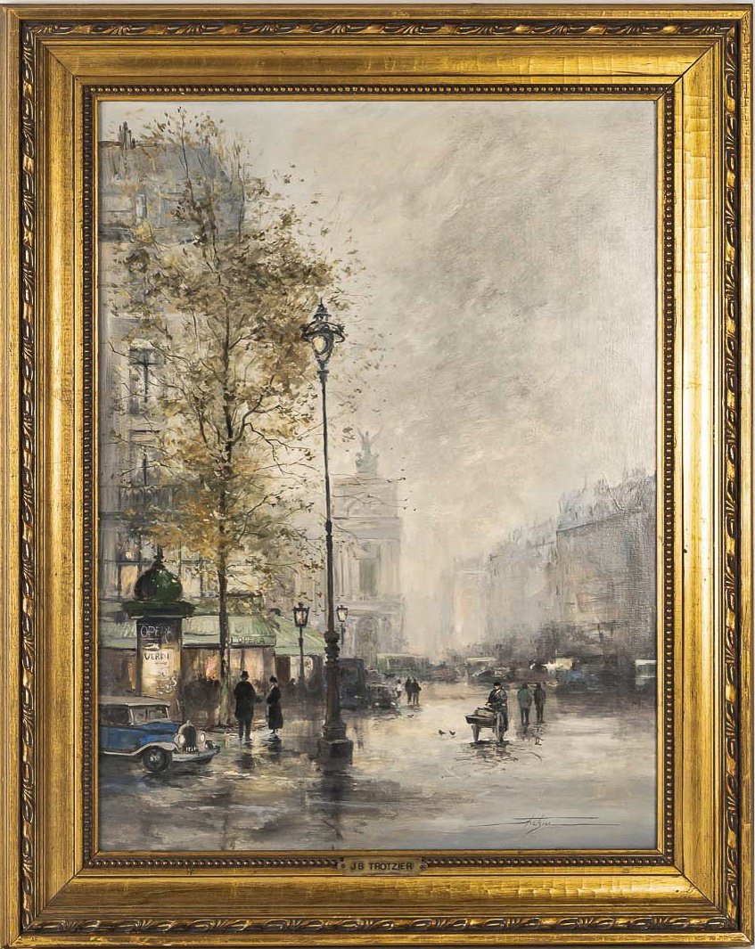 Jean Bernard Trotzier View Of The Opera Garnier Oil On Canvas 20th Century