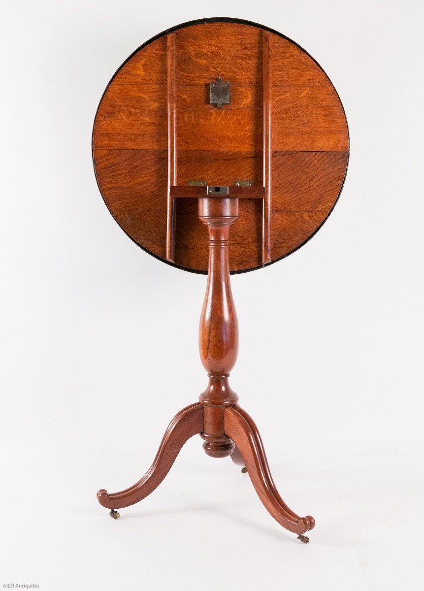 Louis XVI Period Pedestal Table With Mahogany Base And Painted Metal Top, Circa 1780-photo-5