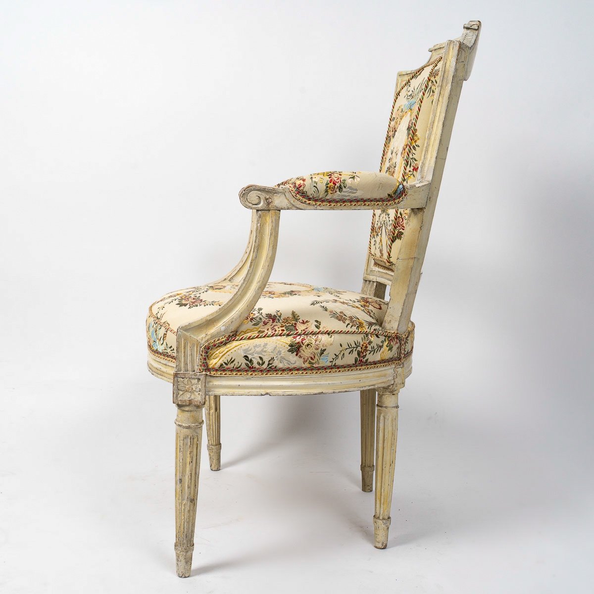 Set Of Four Louis XVI Circa Beechwood Lacquered Armchairs Circa 1780-1790-photo-5