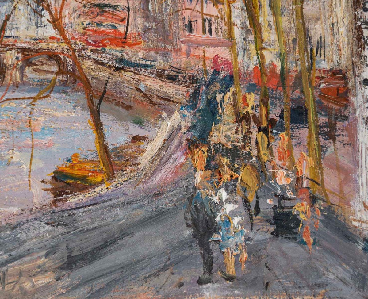 Serge Belloni (1925-2005), Vue Des Quais De Seine, Huile Sur Bois, Vers 1960-photo-1