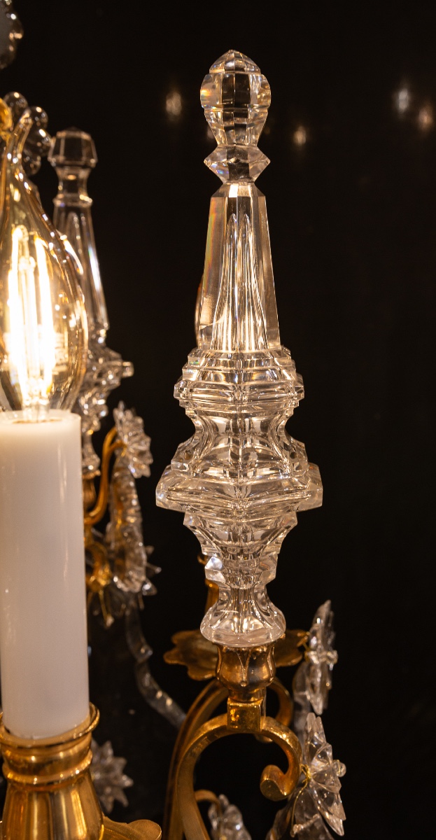 Signed By Baccarat Style Louis XV Style Gilded Bronze And Crystal Chandelier, Circa 1890-photo-3