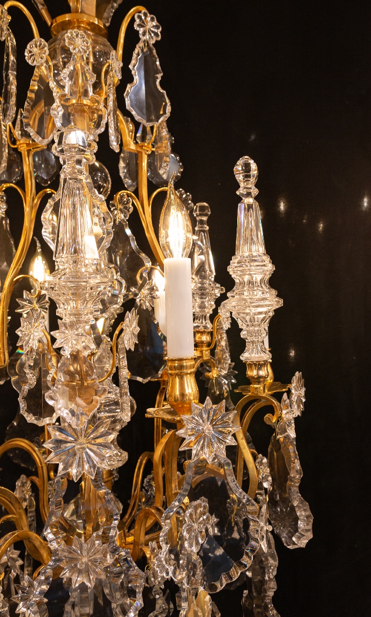 Signed By Baccarat Style Louis XV Style Gilded Bronze And Crystal Chandelier, Circa 1890-photo-4