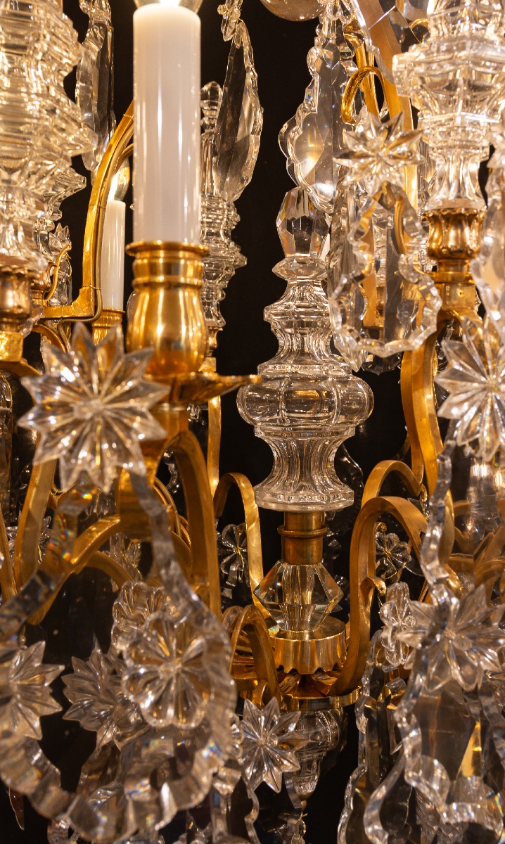 Signed By Baccarat Style Louis XV Style Gilded Bronze And Crystal Chandelier, Circa 1890-photo-6