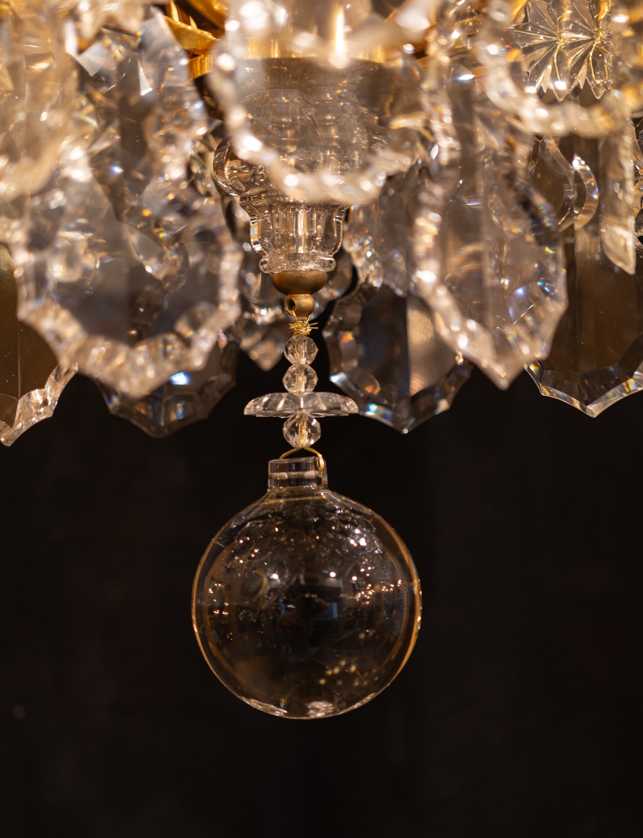 Signed By Baccarat Style Louis XV Style Gilded Bronze And Crystal Chandelier, Circa 1890-photo-8