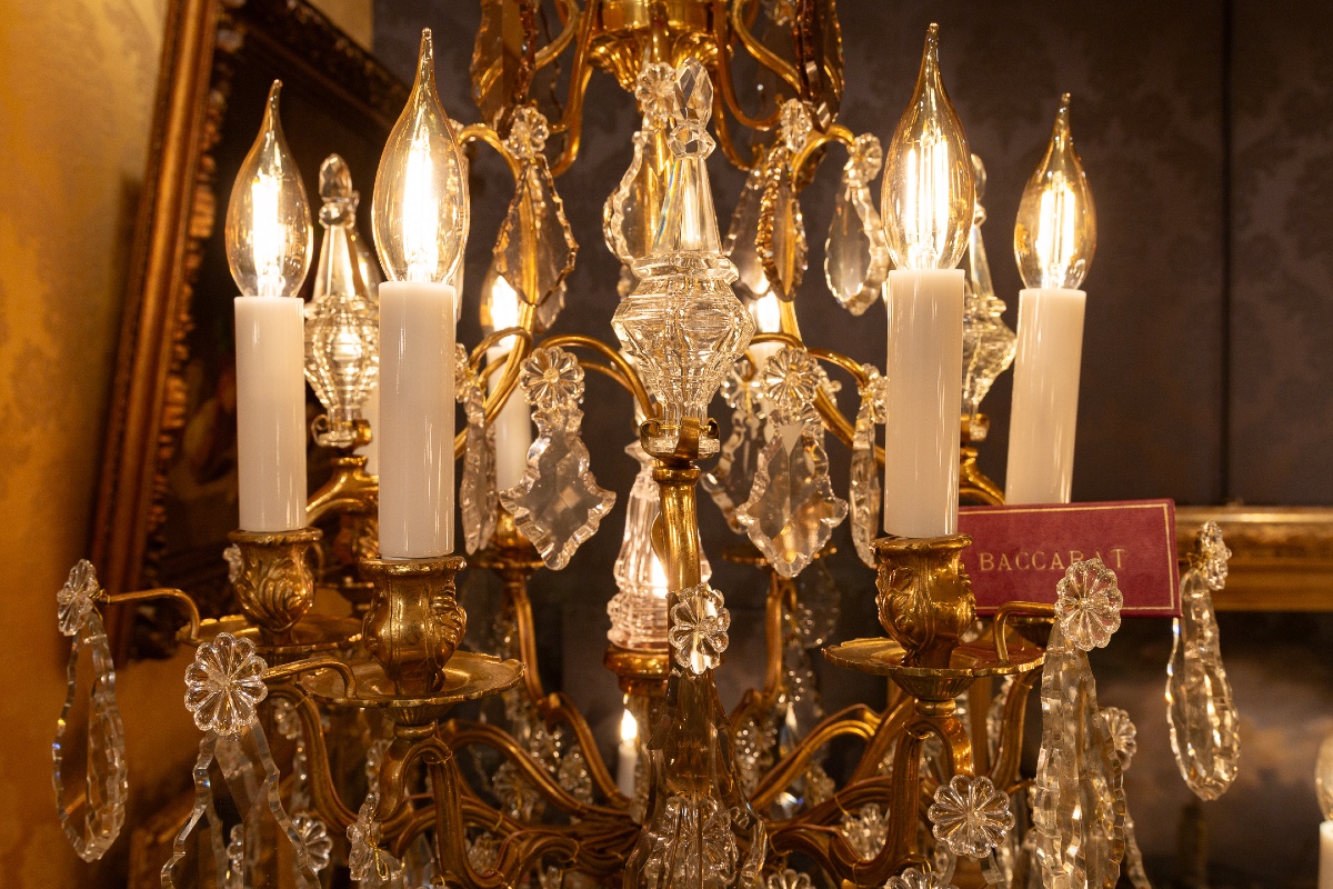 Signed By Baccarat Small Louis XV Style Chandelier In Gilt Bronze And Cut Crystal, Circa 1890-photo-1