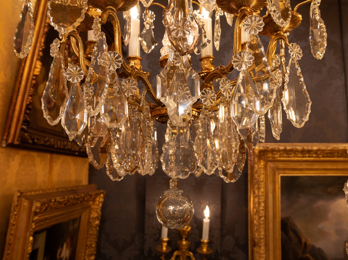 Signed By Baccarat Small Louis XV Style Chandelier In Gilt Bronze And Cut Crystal, Circa 1890-photo-5