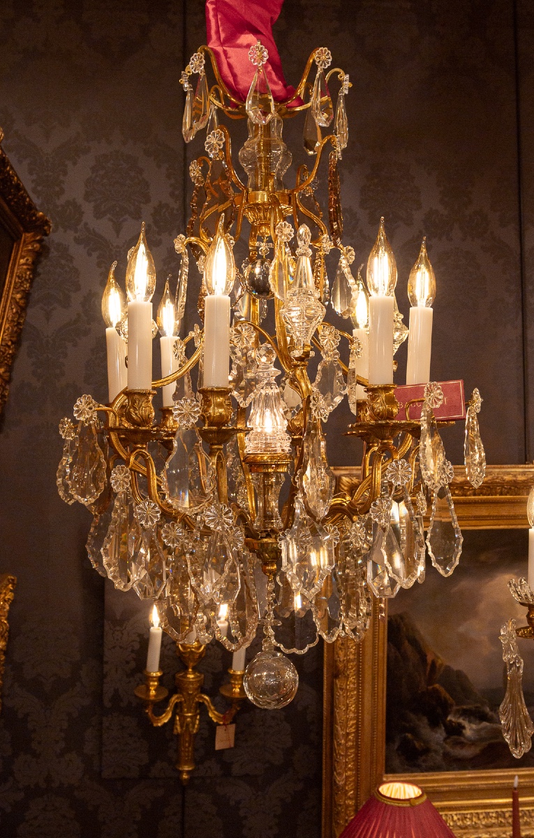 Signed By Baccarat Small Louis XV Style Chandelier In Gilt Bronze And Cut Crystal, Circa 1890-photo-7