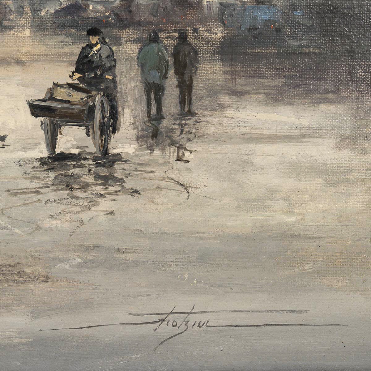 Jean Bernard Trotzier Vue Animée De L’opéra Garnier Huile Sur Toile XXème Siècle-photo-3