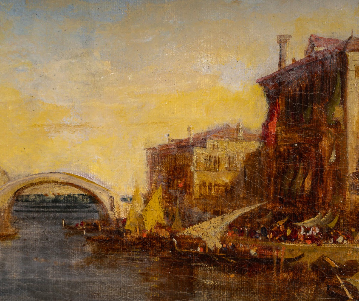 Alfred August Felix Bachmann (1863-1956) Venise Vue Du Grand Canal Huile Sur Toile-photo-4