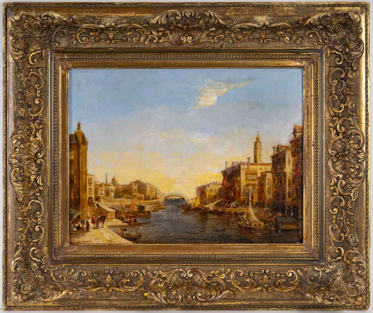 Alfred August Felix Bachmann (1863-1956) Venise Vue Du Grand Canal Huile Sur Toile