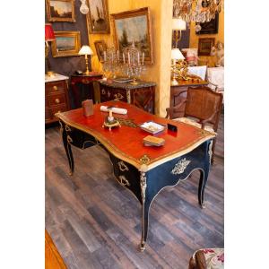 Black Lacquered Flat Desk And Gilt Bronze Decor French Regence  Period Circa 1715-1723