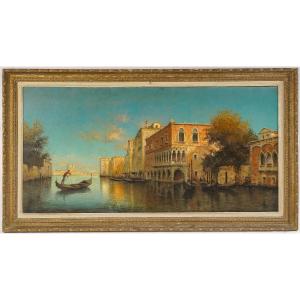 Alphonse Lecoz A Venetian Palace Oil On Canvas Circa 1890-1900